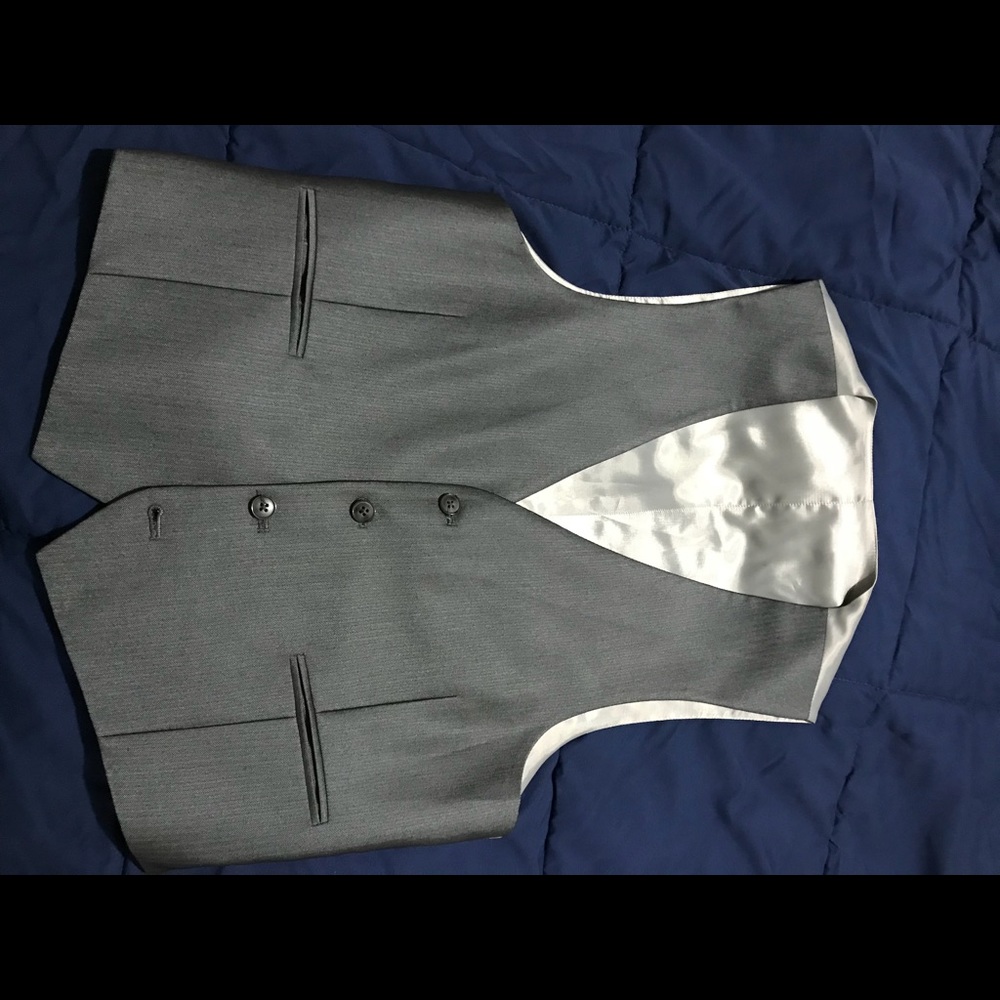 Calvin Klein Slim Fit Suit Vest - Gray Herringbone